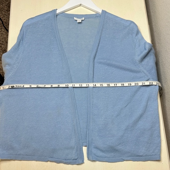 J. Jill Linen Cotton Blend Blue Flyaway Long Sleeve Cardigan Sweater Size Large - Picture 10 of 13